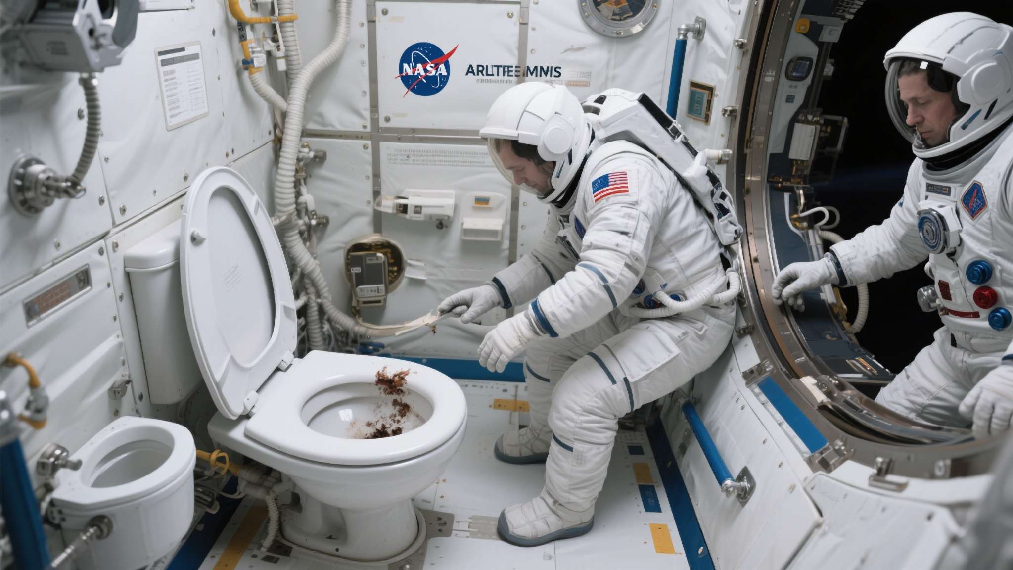 美国载人登月阿尔忒弥斯 值得一提的是,早在2020年,NASA就曾因国际空间站上的马桶故障,导致宇航员不